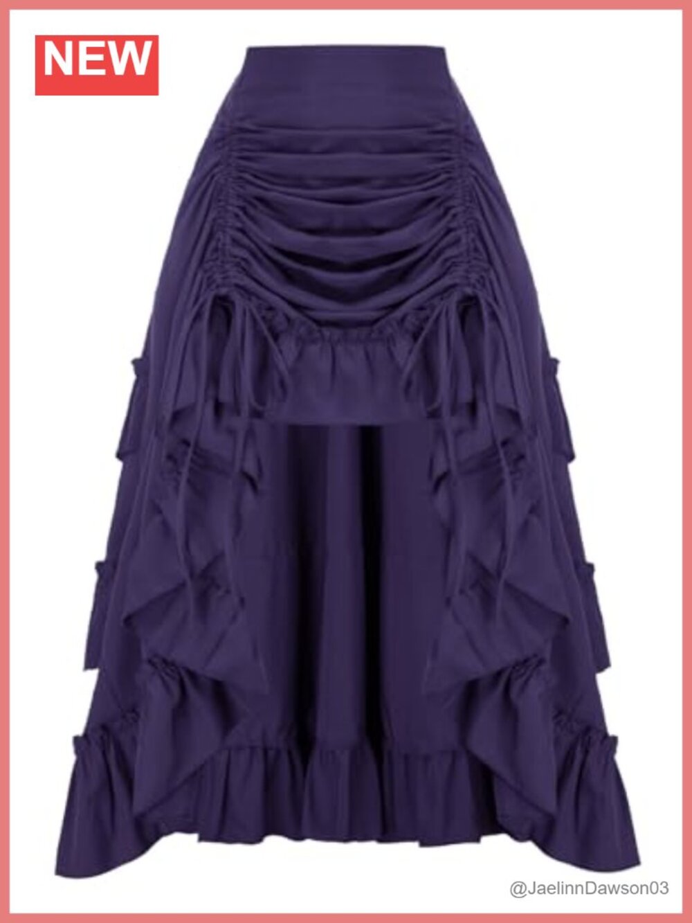 Renaissance Pirate High-Low Ruffle Hem Skirt Smocked Waist Maxi